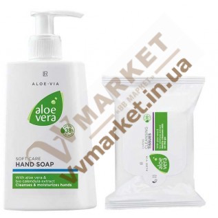 Набор Алоэ Вера Крем-мыло (Aloe Verа Cream Soap), 250 мл и Мягкие очищающие салфетки (Aloe Vera Cleansing Tissues), 25 шт, LR с доставкой вся Украина